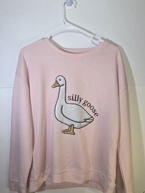 Source Unknown Pink 'Silly Goose' Crewneck Sweatshirt